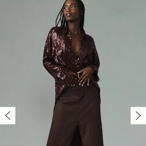 Anthropologie Burgundy Sequin Top